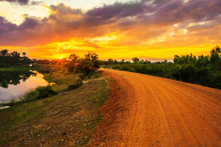 sunset on the lakeの写真素材