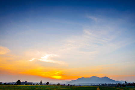 landscape of mountains and sunsetの写真素材