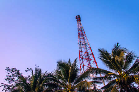 telecommunication towers with antennasの写真素材