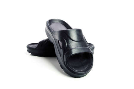black slippers for men isolated on white background
