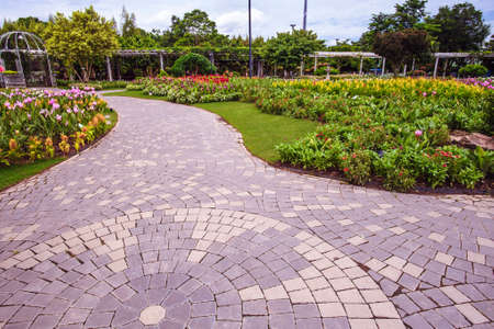 Landscape flower garden in the rainy seasonのeditorial素材