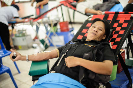 THAILAND-AUGUST,23 :Young men donate blood to the Thai National Council. THAILAND AUGUST,23 2017のeditorial素材