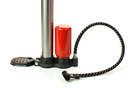 Bicycle air pump isolated on white backgroundの写真素材