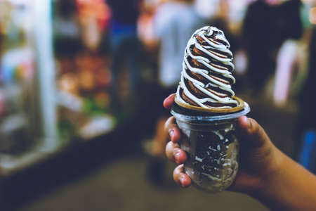Spiral ice cream coneの写真素材