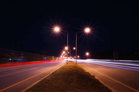 traffic highway road at nightの写真素材