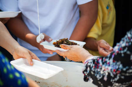 The society of helping to share food to the poorの写真素材