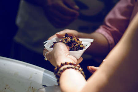 The society of helping to share food to the poorの写真素材
