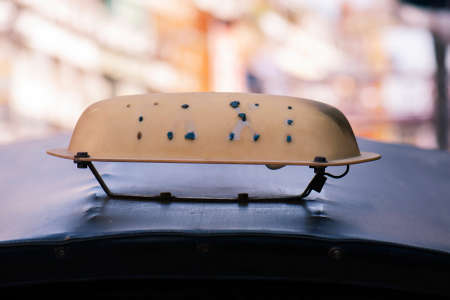 Taxi car on the street at marketの写真素材