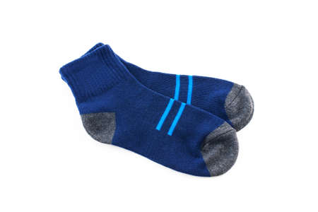 blue socks isolated on white backgroundの写真素材