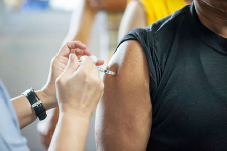 Patients received vaccines from doctors to prevent the disease. Medical conceptの写真素材