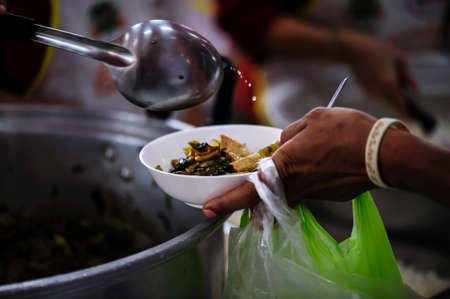 Donate leftover food to hungry people, Concept of poverty and hunger