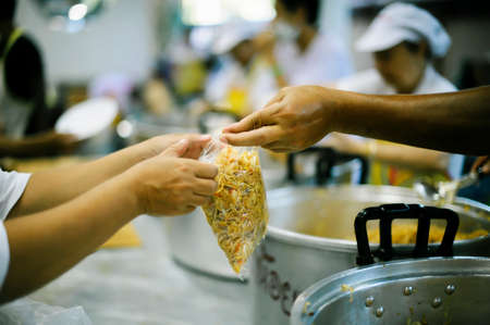 Donate to the poor homeless, Still seen in society : concept of charity food for the poor