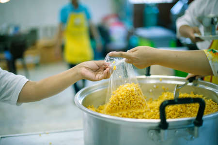 Charity food is free for people in slums.の写真素材