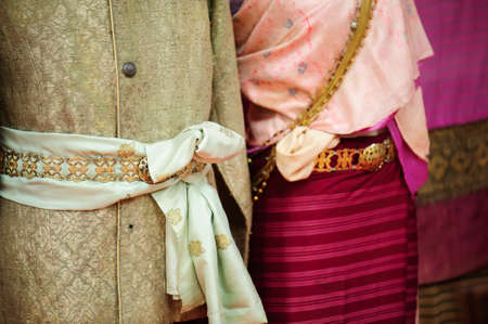 Mannequins show wearing hand-woven silk dressの写真素材