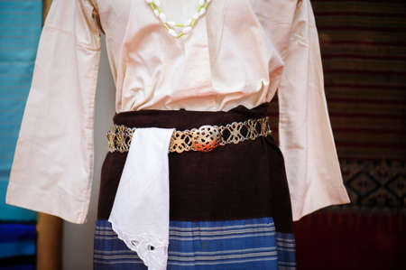 Mannequins show wearing hand-woven silk dress : Local cotton woven set in Thailand in the northern regionの写真素材