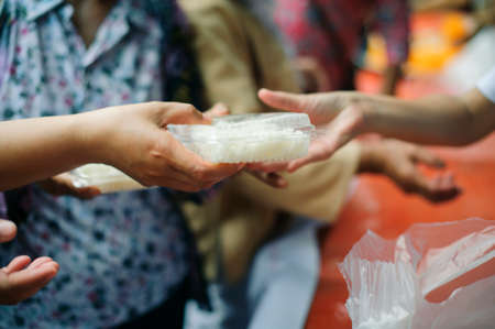 Charity food shared to everyone in society and the poor need this charity food : The Concept of Mindfulness : a social concept of sharing.の写真素材