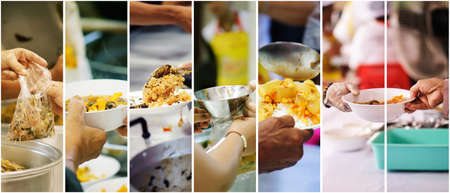 collages food, Donation food to the poor : the concept of starvationの写真素材