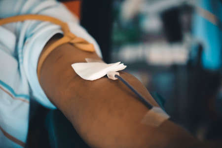 Donors are donating blood to the hospital : the concept of medical giving