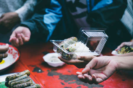 Food needs in the homeless society to alleviate hunger : concept of hunger for the poorの写真素材