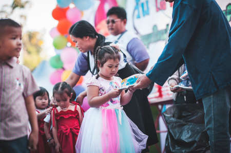 Chiang Mai, Thailand - JANUARY 11, 2020: Energetic Thai children join National Children's Day...