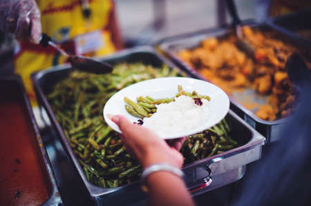 Free food donation to the poorの写真素材