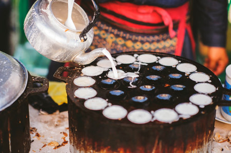 Making Knmcrk sweet dessert in Thai styleの写真素材