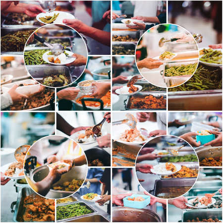 Volunteers Donate Food to Hungry: The Concept of Food Sharingの写真素材