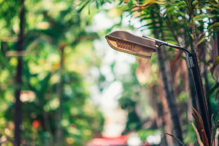Spiral tube street lamps installed in the park.の写真素材