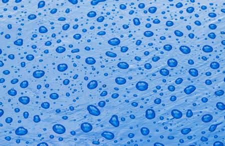 Water droplets on the blue background