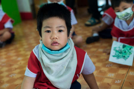 CHIANG MAI, THAILAND - March 23, 2021 : Thai children in nursery in Chiang Mai, Thailandのeditorial素材
