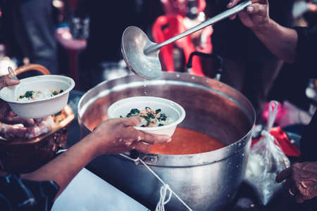 Free food: The human need for food is assisted by volunteers.の写真素材