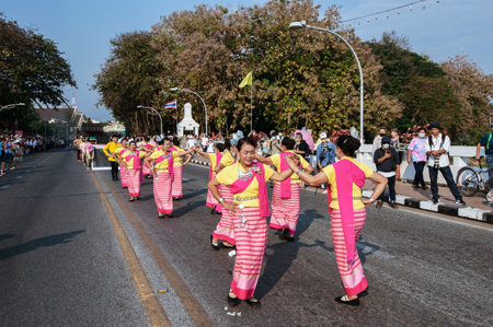 Chiang Mai, Thailand - February 04, 2023: Flower floats and parades The 46th Annual Flower Festival...