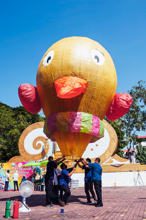 Lamphun, Thailand - November 08, 2022: Fancy Paper Lantern Releasing Contest is held annually in Lamphun Province during Thailand's Loy Krathong Festival.のeditorial素材