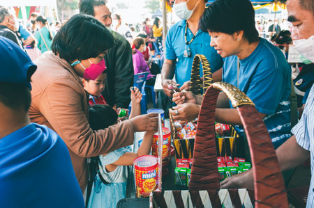 Chiang Mai, Thailand - January 14, 2023: Children's Day activities in Thailand in January of every year include snacks, food, dancing, and various rides.のeditorial素材
