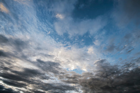 Evening sky after sunset with colorful clouds.の写真素材