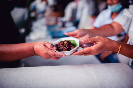 Help with feeding homeless people to alleviate hunger. poverty concept
