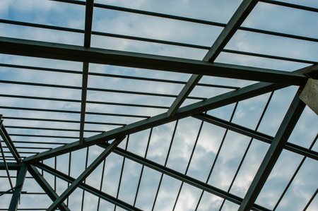 A structure made of steel to support the weight of the roof of the house.の写真素材