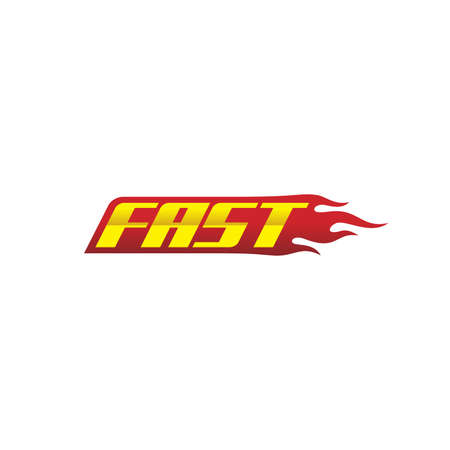 fast with flame fire logo design inspiration, fast logotypeのイラスト素材