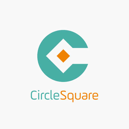 letter C with circle and square concept logo vector design template.のイラスト素材