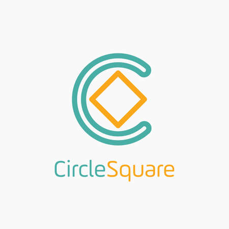 letter C with circle and square concept logo vector design template.のイラスト素材