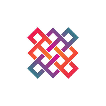 Colorful geometric ornament logo design vector. Showing entwined line concept. Company, business, corporate, website sign vectorのイラスト素材