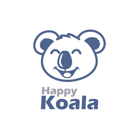 Happy koala cartoon vector design illustration. smiling koala. character logo iconのイラスト素材