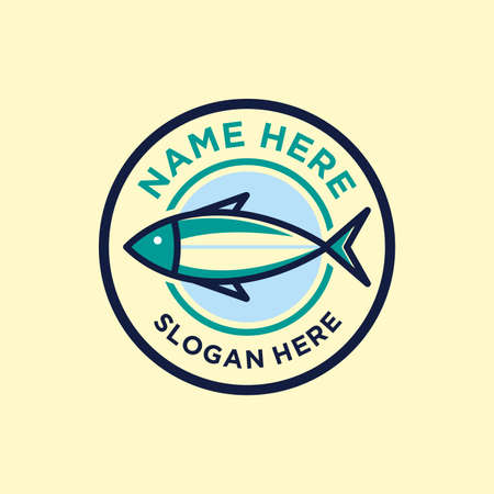 fish badge/emblem logo illustration. can be used for seafood restaurant, fishing contest/tournamentのイラスト素材