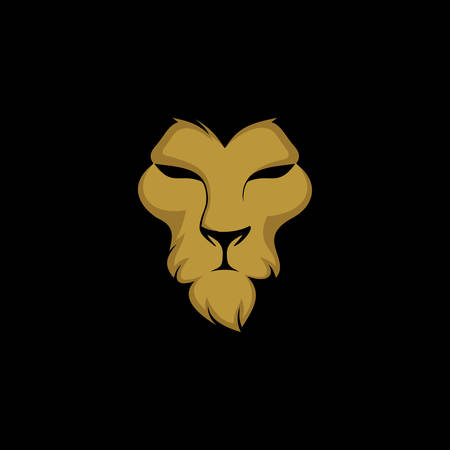 golden lion face/head mascot logo design illustration isolated on dark backgroundのイラスト素材