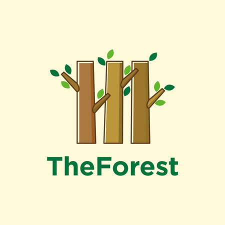 tree logo design with tree trunk and leaves concept design vector template. eco company logo. forest Garden logo. nature conservation logo.のイラスト素材