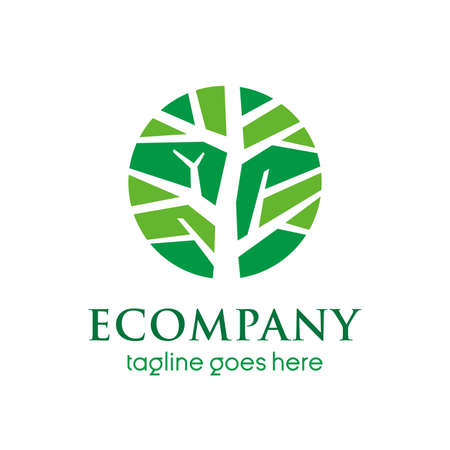 leaves eco tree logo circle shape design vector template. eco company logo. eco real estate logo. organic natural garden park concept iconのイラスト素材