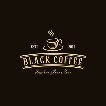 coffee vintage logo design illustration. mug/cup of coffee icon. coffee shop/store logoのイラスト素材