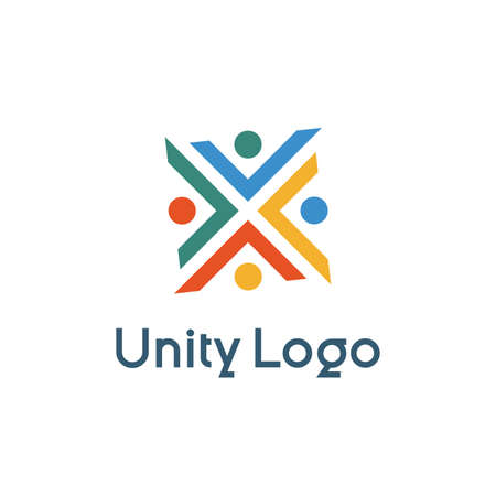 creative unity logo design vector template illustration. teamwork concept icon. social icon vectorのイラスト素材