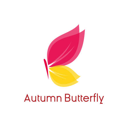 butterfly logo icon with autumn leaf concept design. natural beauty, spa, salon, boutique logo.のイラスト素材