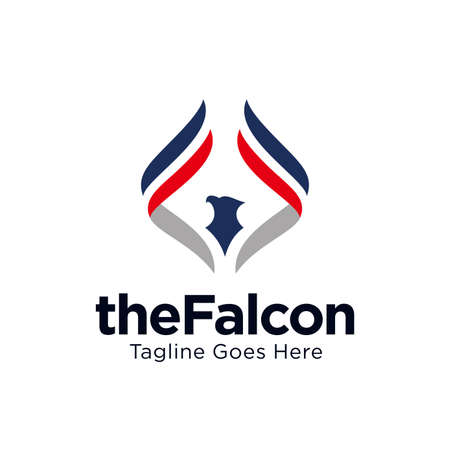 falcon, eagle, hawk logo design vector template illustration. feather, swings symbol iconのイラスト素材